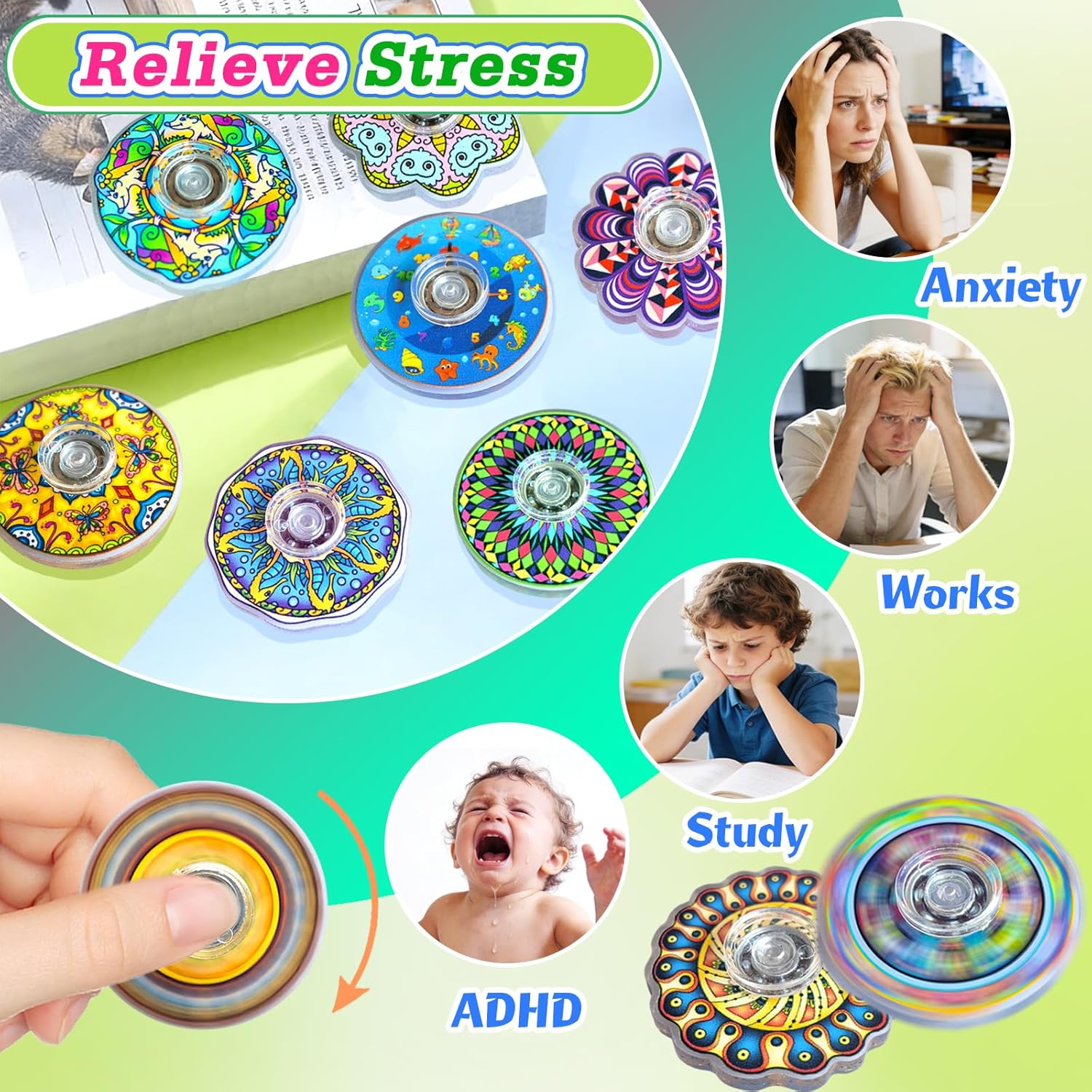 40 Pack Fidget Spinner Fidget Toys Mini,Party Favors Easter Basket Goodie Bag Stuffers Gifts,Stress Relief Sensory Toys for Kids Adults ADHD Autisms,Treasure Box Toy for Classroom Prizes Supplies