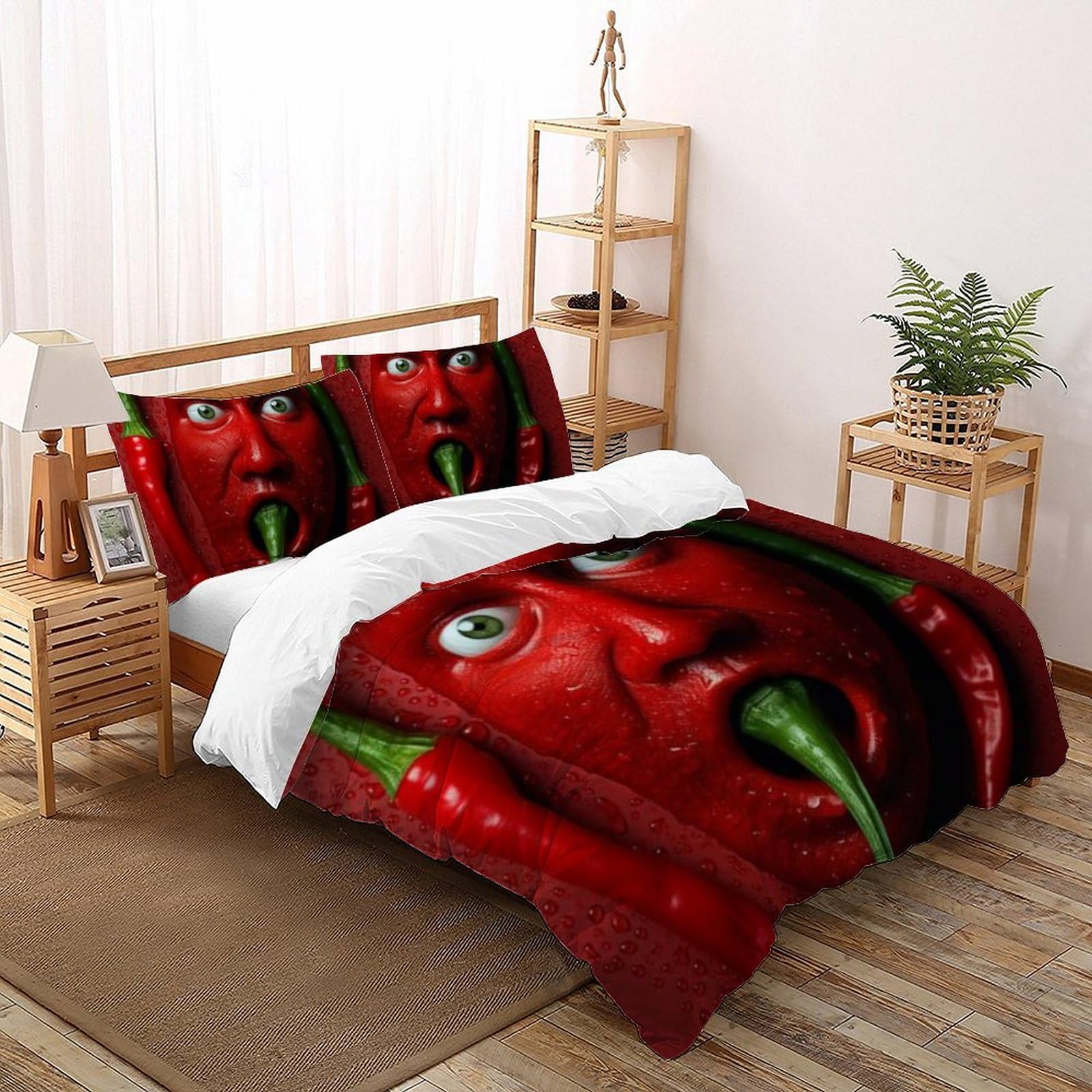 Housse de couette super king poivrons en microfibre 3D