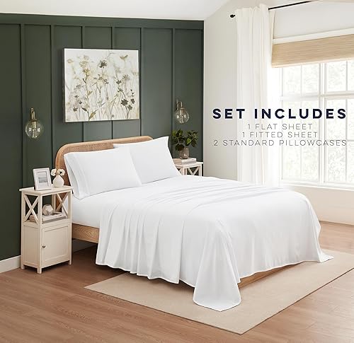 Miniatura 5 de CASUAL LIVING 32623 Juego de sábanas y fundas de almohada de 4 piezas de sábanas y fundas de almohada de 4 piezas, tamaño matrimonial, sedosas,