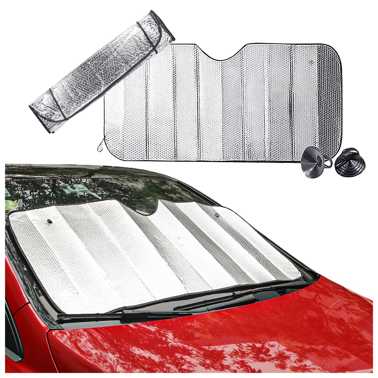 QKXNQGWTW Foldable Silver Car Windshield UV Visor Cover for Toyota Yaris/Toyota RAV4/Toyota Hilux/Toyota Corolla, Front Window Shade to Block UVR Keeping Your Vehicle Cooler,140CM