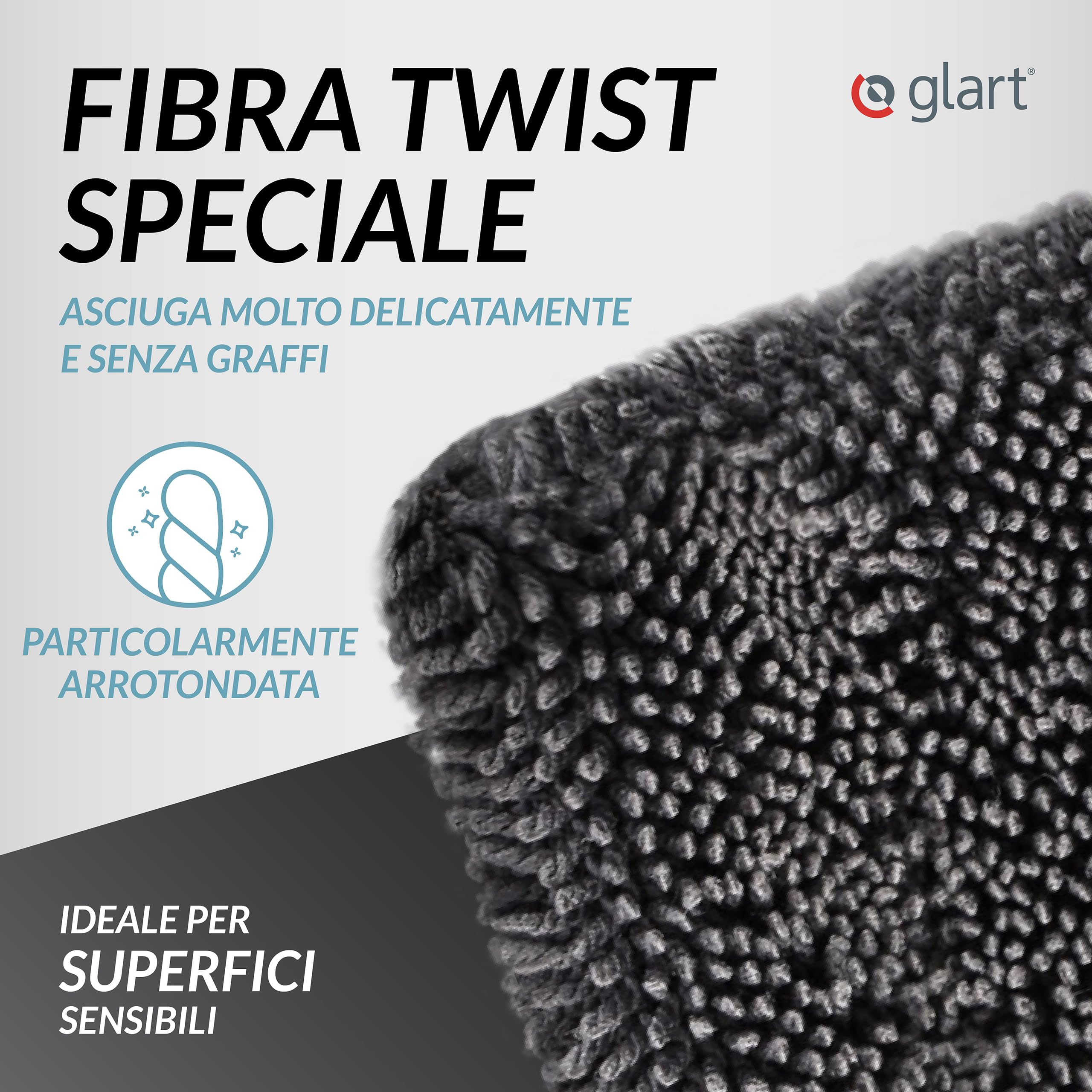 Glart 44TW68 Set Twist Panno Asciugante Auto XXL - Premium 80x55cm e 60x40cm panni in microfibra per asciugatura senza graffi prima/dopo lucidatura e pulizia dei cerchi, grande panno per auto e moto