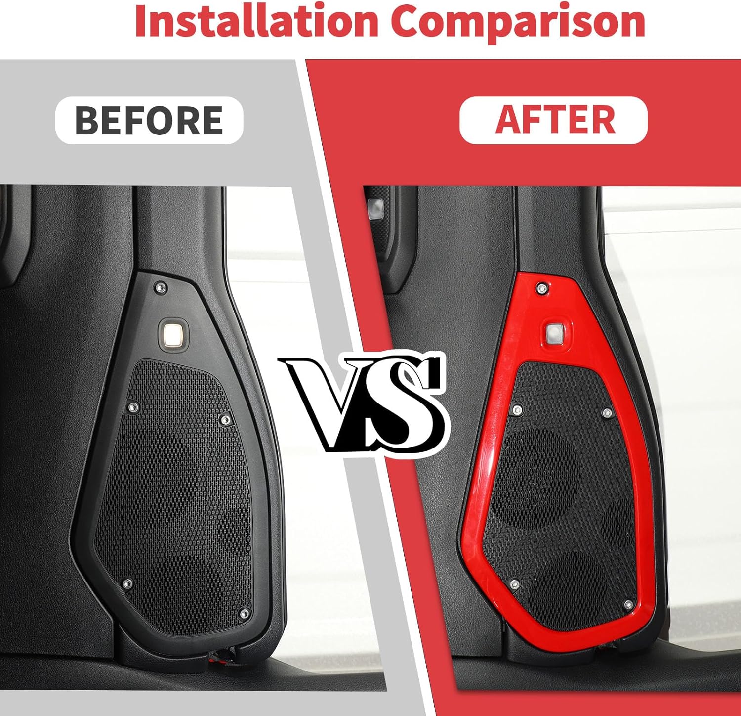 Jimen for JL/JT Speaker Cover, 2PCS Roof Top Speaker Trim Cover Interior Accessories Compatible with Jeep Wrangler JL JLU & Jeep Gladiator JT 2024+ (Red)