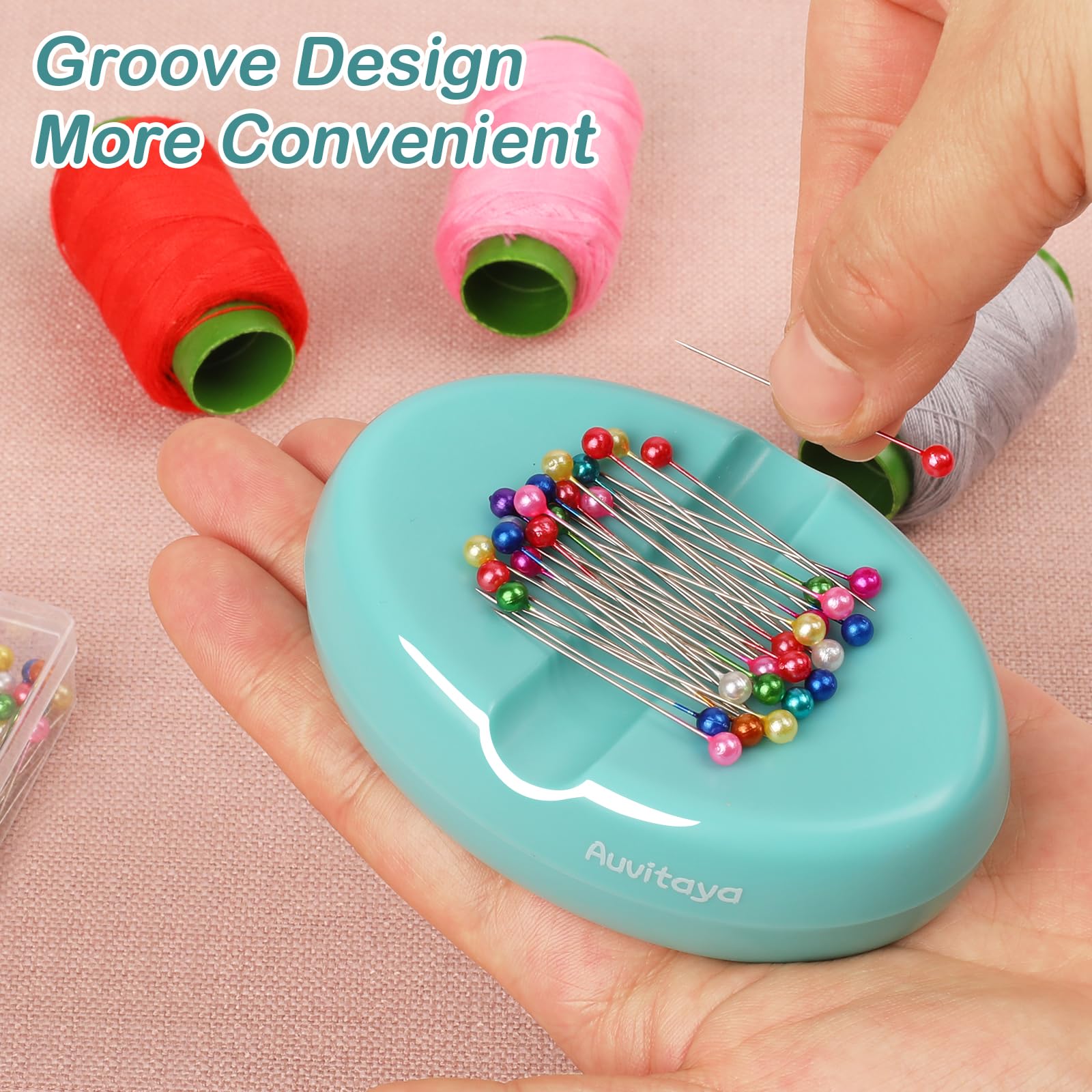 Soporte magnético para alfileres, cojines para coser, pin magnético fuerte, bonito organizador de agujas compacto, soporte para alfileres, soporte de clip de papel para acolchado, accesorios