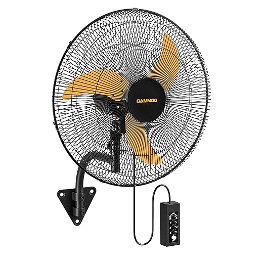20 inch Wall Mount Fan Oscillating, Extended 3.3ft Wired Remote and 6.6ft Power Cord, 3-Speed Industrial Wall Mounted Fan for Commercial, Greenhouse, Garage, Workshop, Horse Barn, Gym, 1 Pack