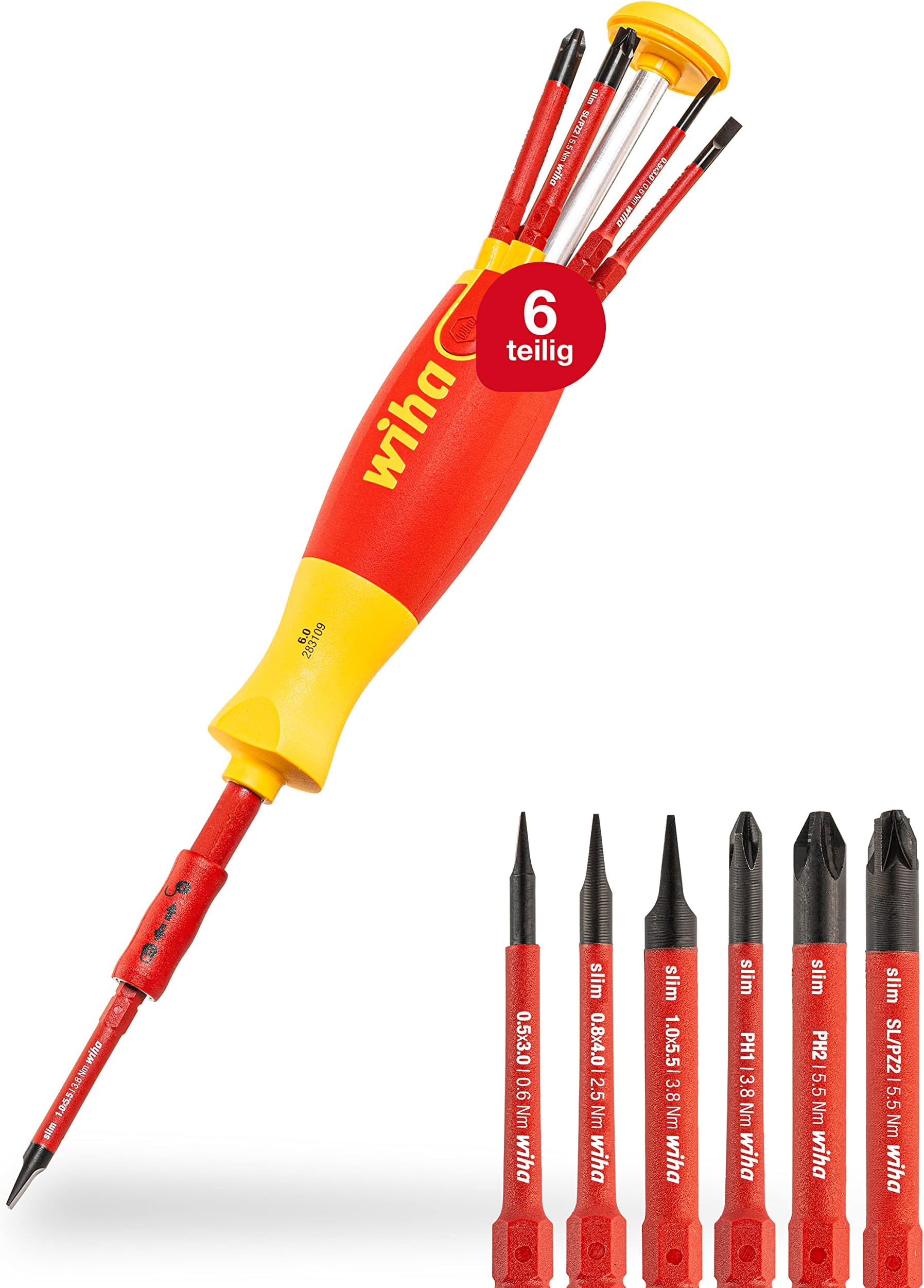 WIHA 38611 Electric Screwdriver with LiftUp 25 Magnetic Bit Magazine (7-Pieces)