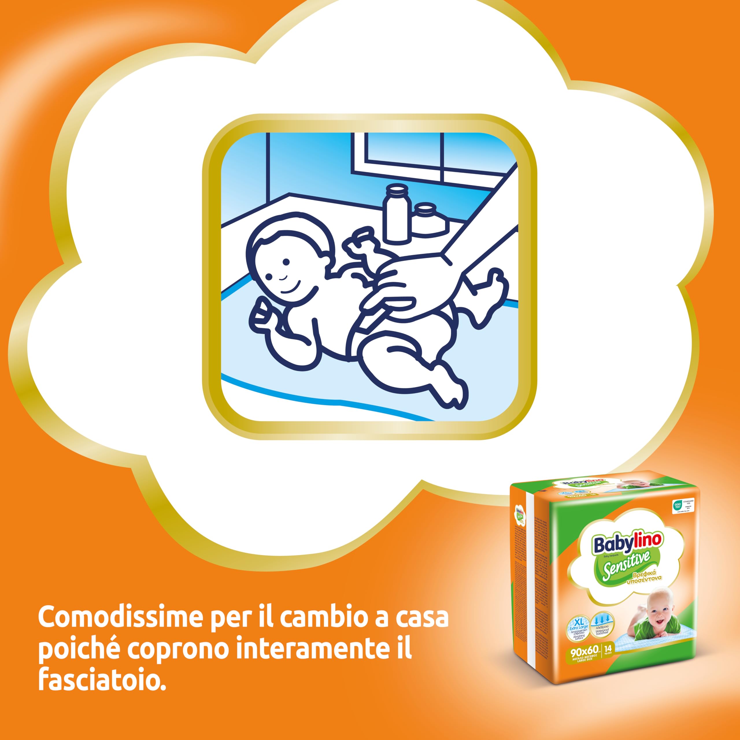 Babylino Sensitive Teli Cambio 90x60cm, 14 sztuk
