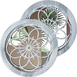 ZOLAPI 2 PCS Round Wall~Mounted Mirrors Vintage Farmhouse Mirror for Wall Decor  - Compare price