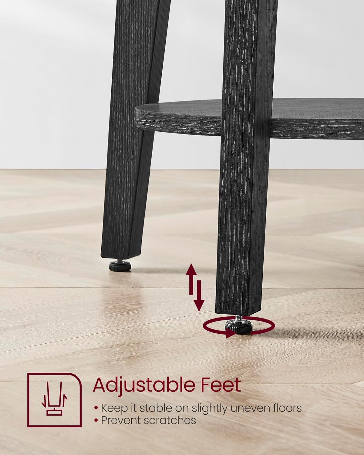 VASAGLE MAEZO Collection - Side Table, 2-Tier Small Round End Table, Nightstand with Tapered Legs, Curved Transitions, for Small Spaces, Living Room, Bedroom, Charcoal Gray ULET283T22 - Image 8