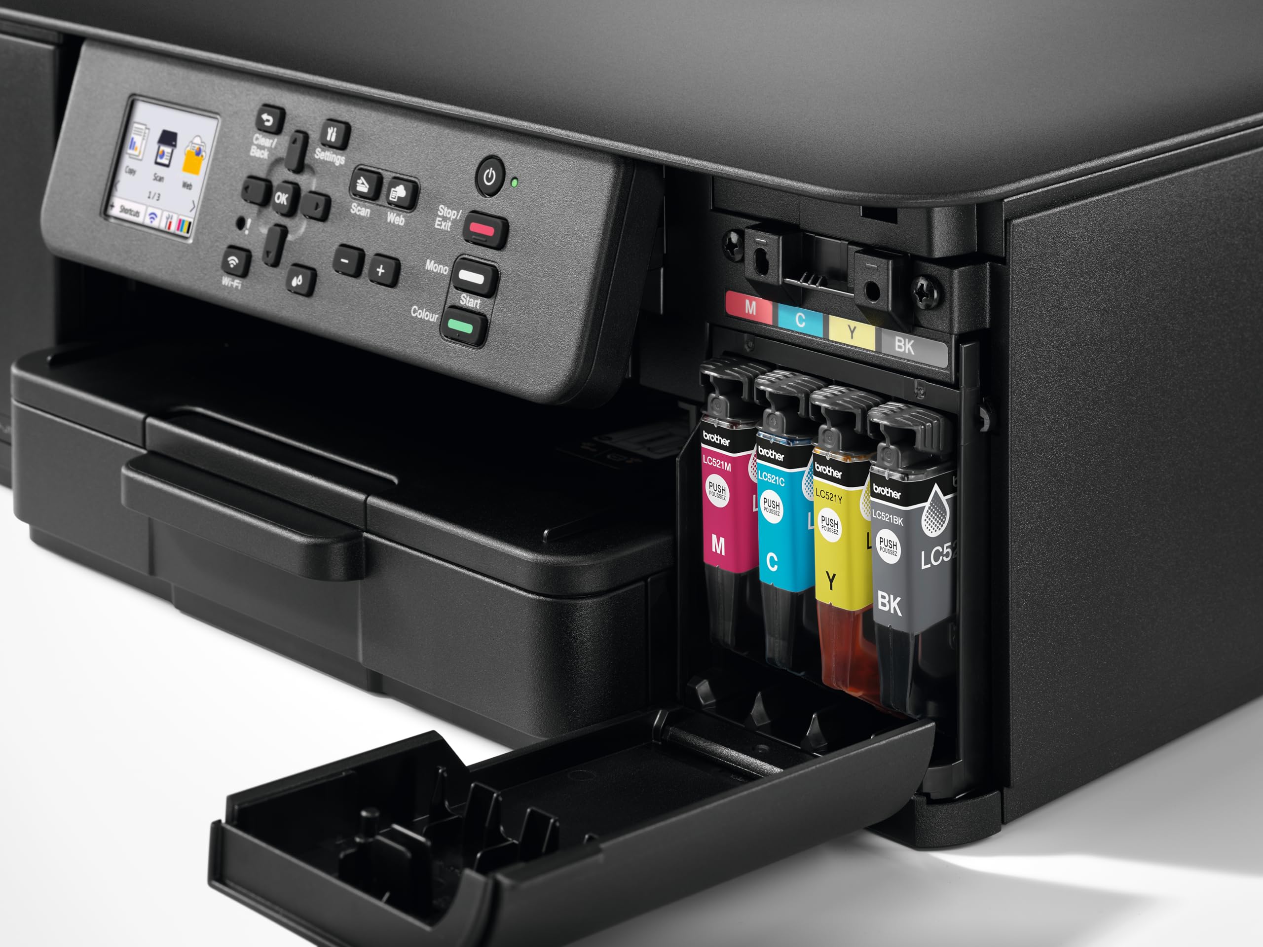 Brother DCPJ1313DW Stampante Multifunzione Inkjet a Colori con Duplex, WiFi, Display 4.5 cm, Cassetto 150 Fogli