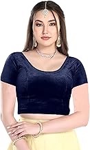 FINESTFIT Velvet Stretchable Short Sleeve Readymade Saree Blouse for Women Stylish