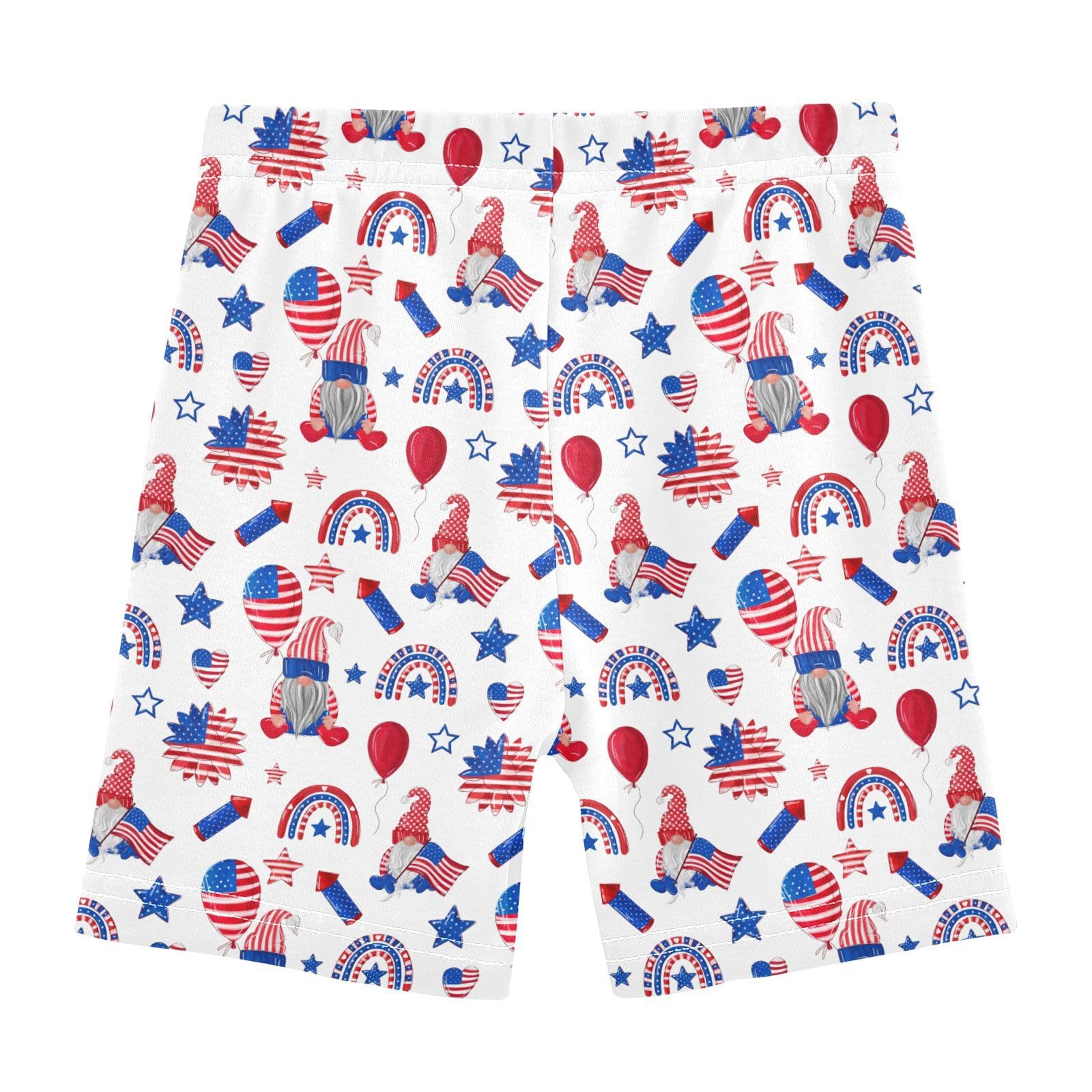 Aflyko 4th of July Girls' Shorts Gnome Balloon Rainbow Heart Stars Soft Summer Boxers Short Leggings Dance Bottoms