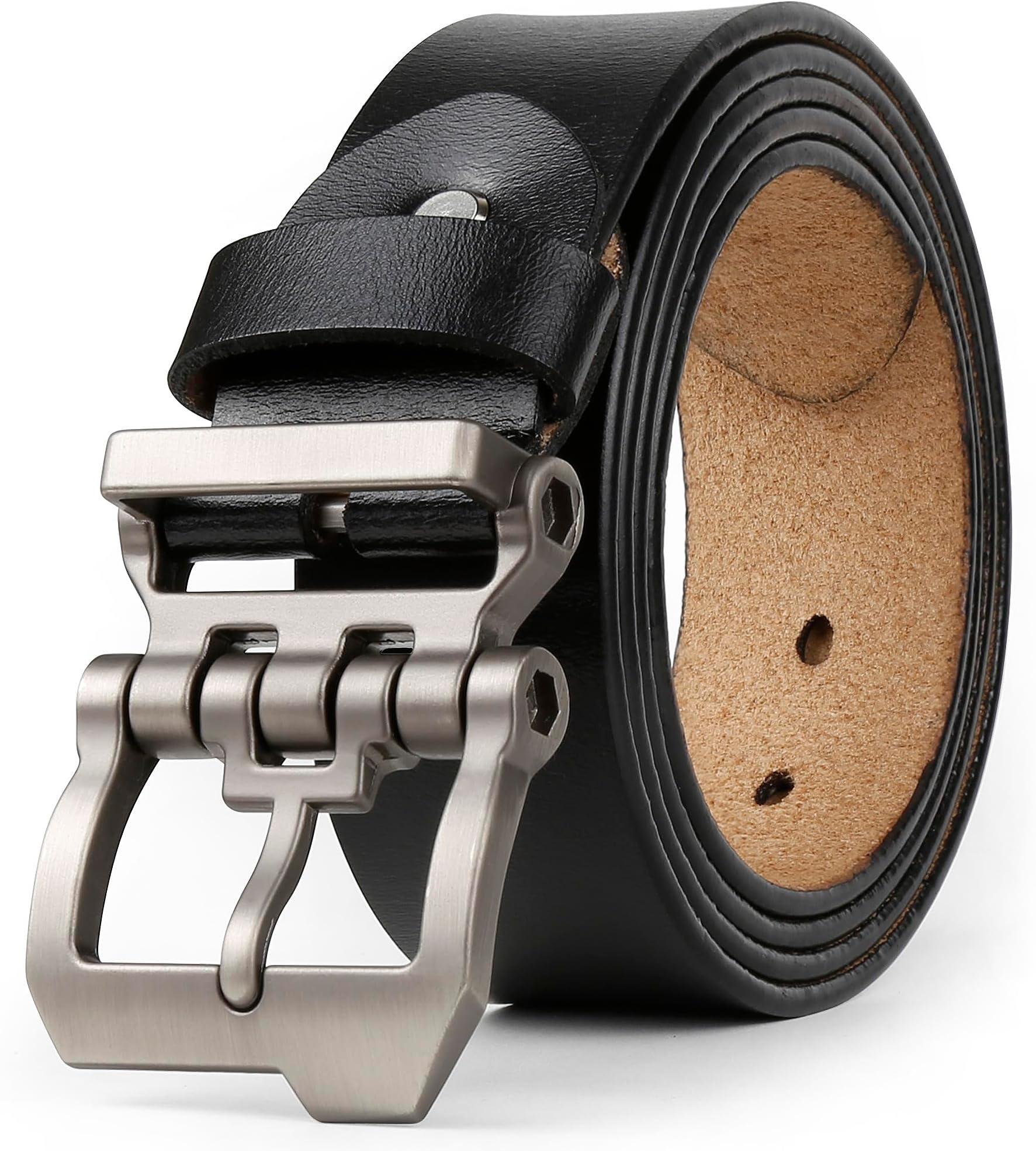 Belts for Men Big and Tall,Mens Belt Leather for Casual Jeans Dress Work All Size 28"-64" Black Brown Width 1.45"