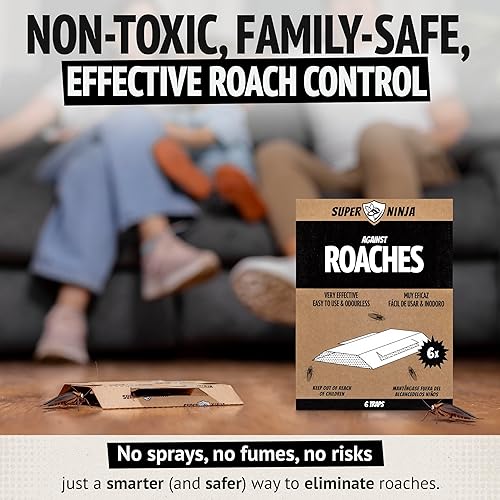 Miniatura 4 de Super Ninja Trampa para cucarachas, 6 trampas, trampa para cucarachas altamente eficaz y ecológica, fácil de usar, hasta 3 meses por trampa