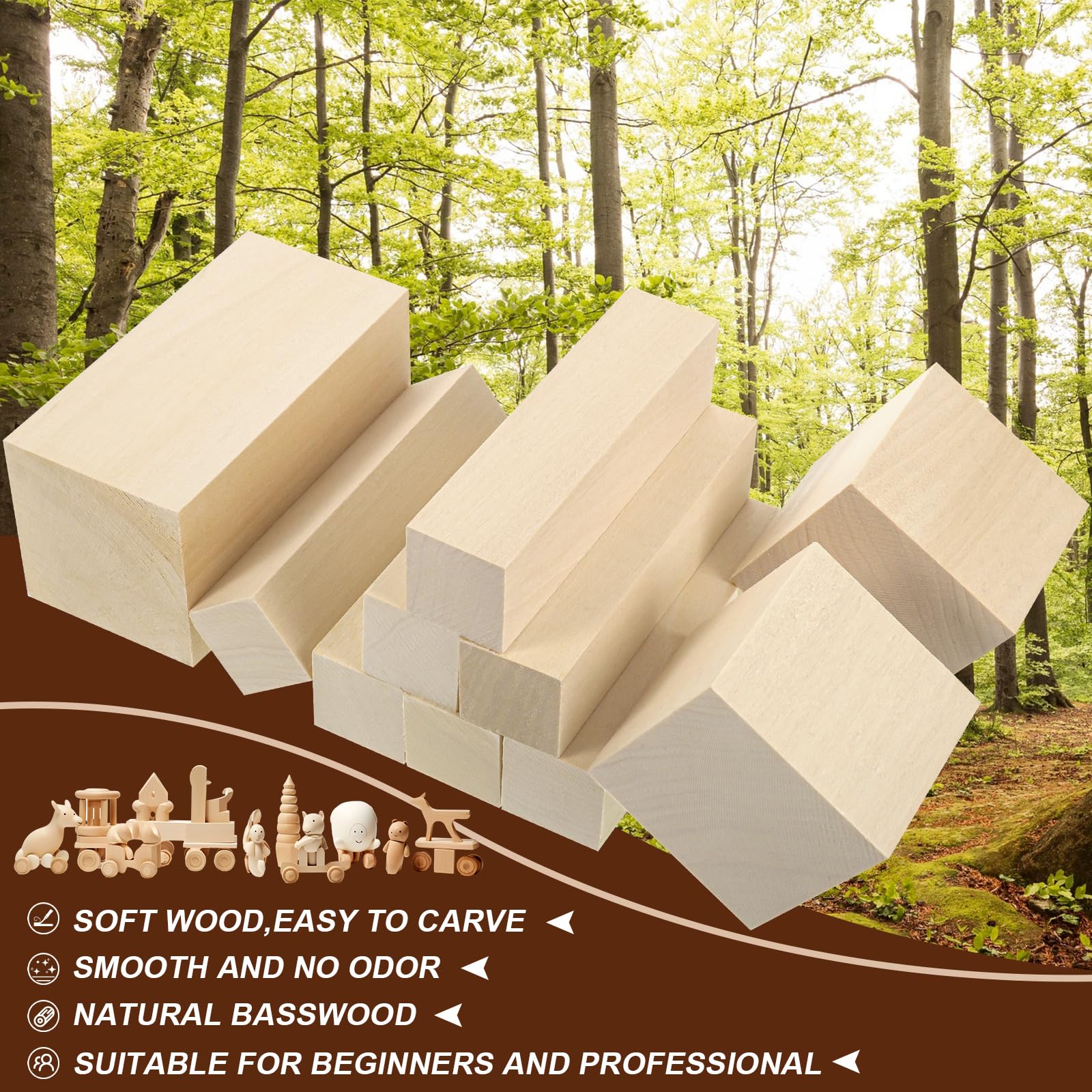 24Pcs Basswood Carving Blocks,3 Sizes Whittling Wood Basswood Blocks Wood Carving Kit for Beginners Kids and Adults - Image 4