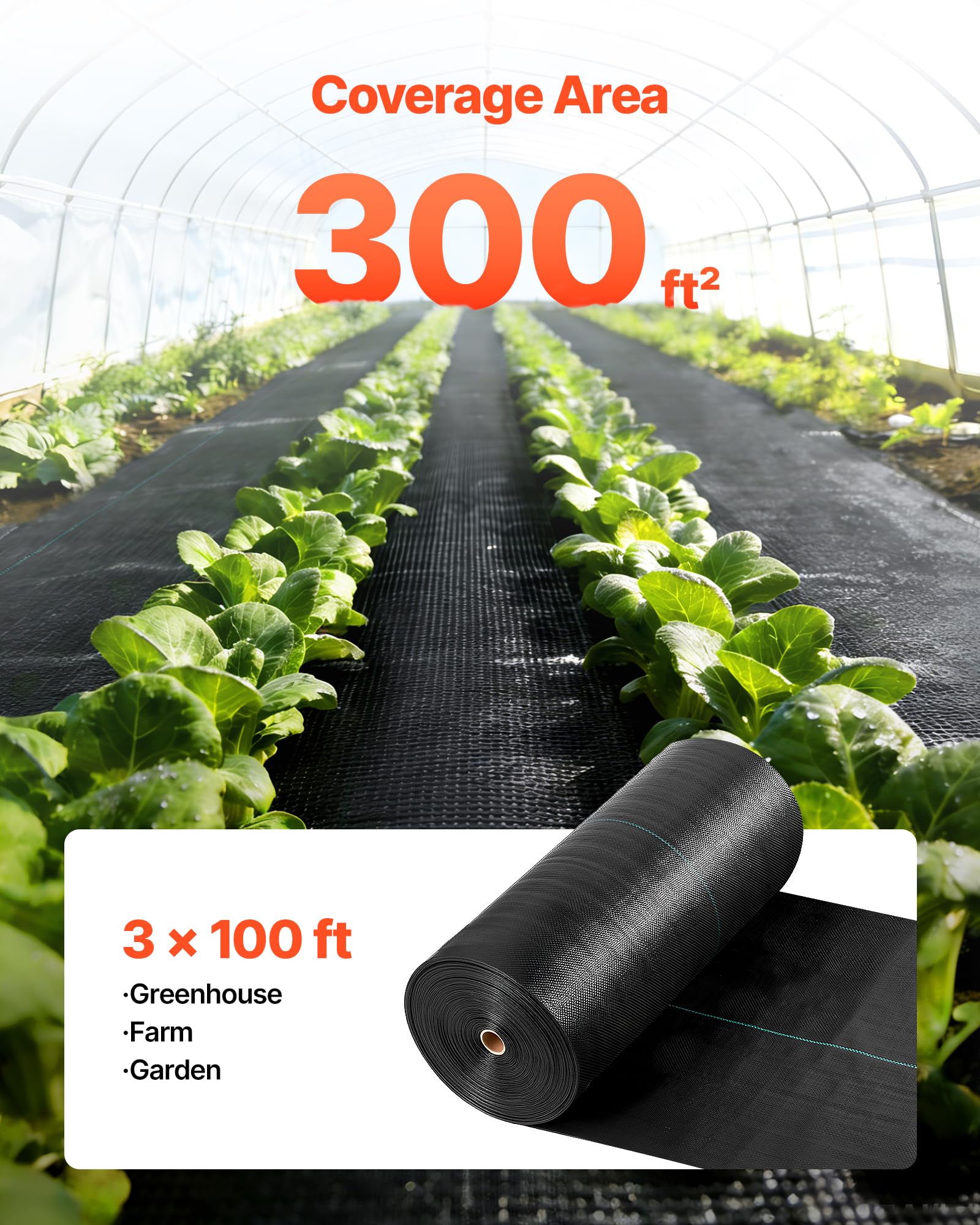 VEVOR Siatka przeciw chwastom 0,9 x 30,5 m 168 g/m², tkanina geowłóknina do zwalczania chwastów polipropylen o wysokiej gęstości do szklarni, ogrodu, żwirowej ścieżki, na zewnątrz, wentylacji, drenażu