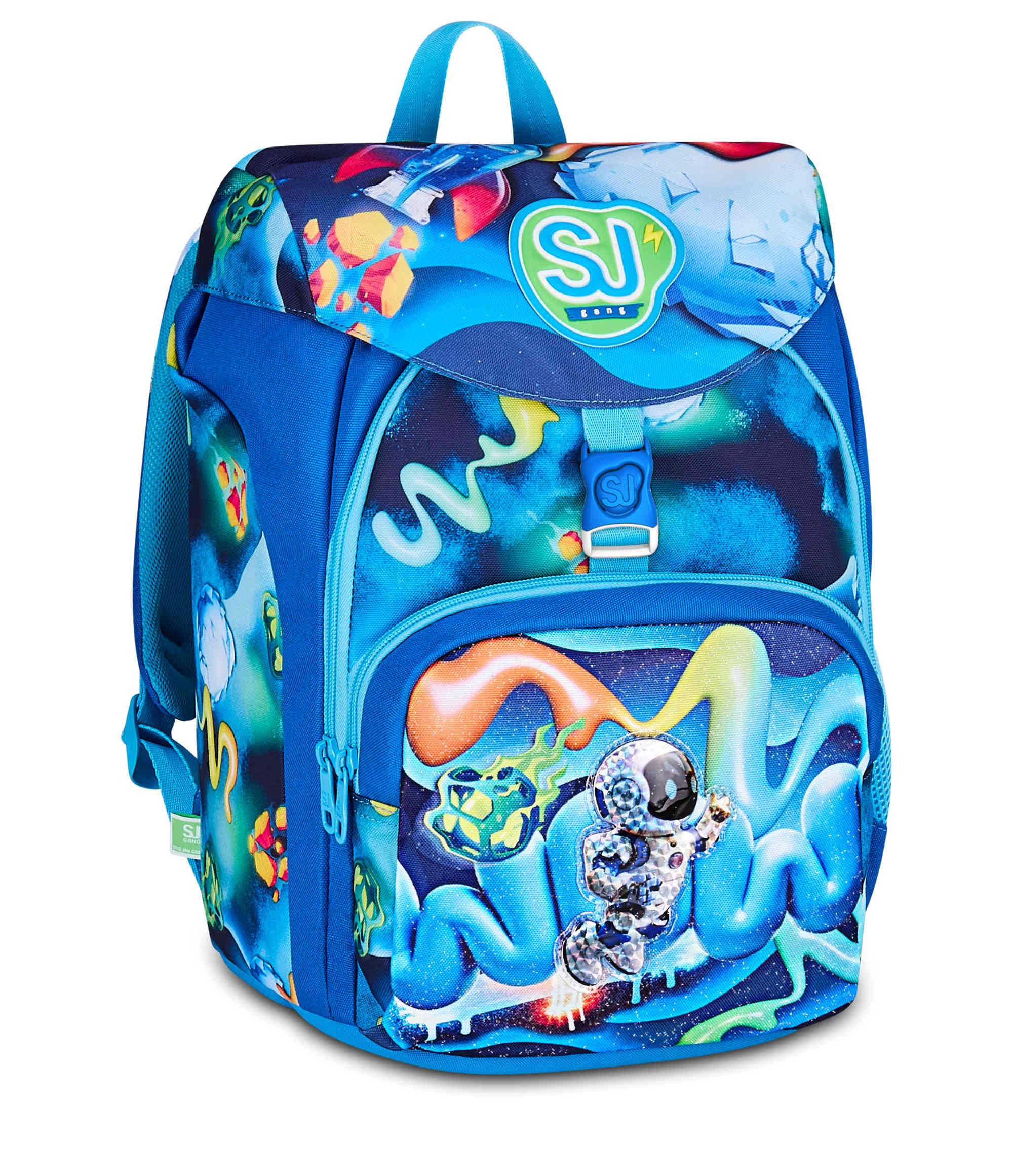 SJ GANG STYLE JAM GANG Zaino Scuola Primino SPACE RIDE, Blu, 20L, Monoscomparto, Doppia tasca frontale, Tasca portaborraccia, Applicazione Astronauta 3D, Scuola elementare, Bambino | Scuola Primaria/Elementare, Monoscomparto, Doppia tasca frontale, Tasca