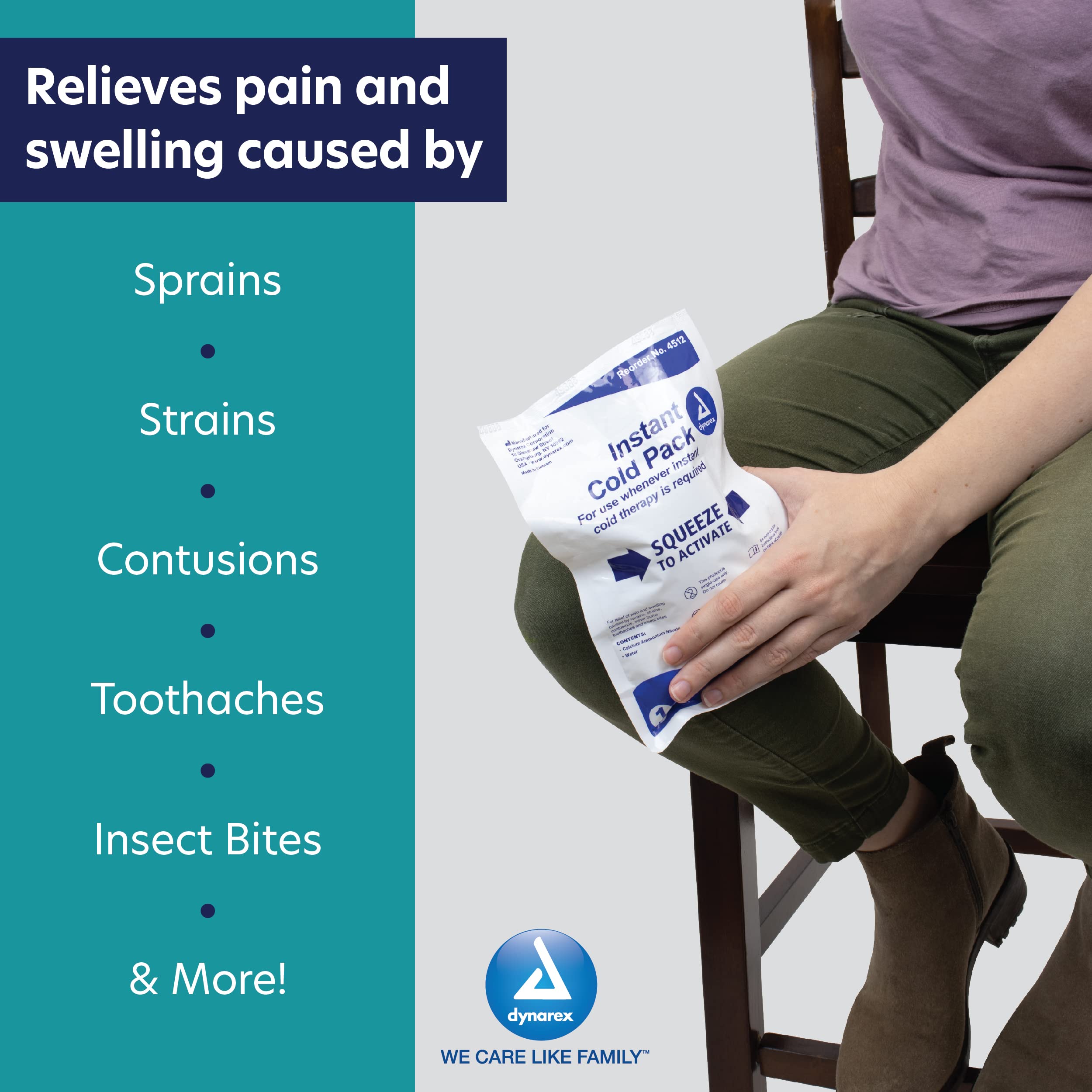 Dynarex Disposable Ice Packs for Injuries Instant Cold Packs for First Aid, Swelling, Sprains