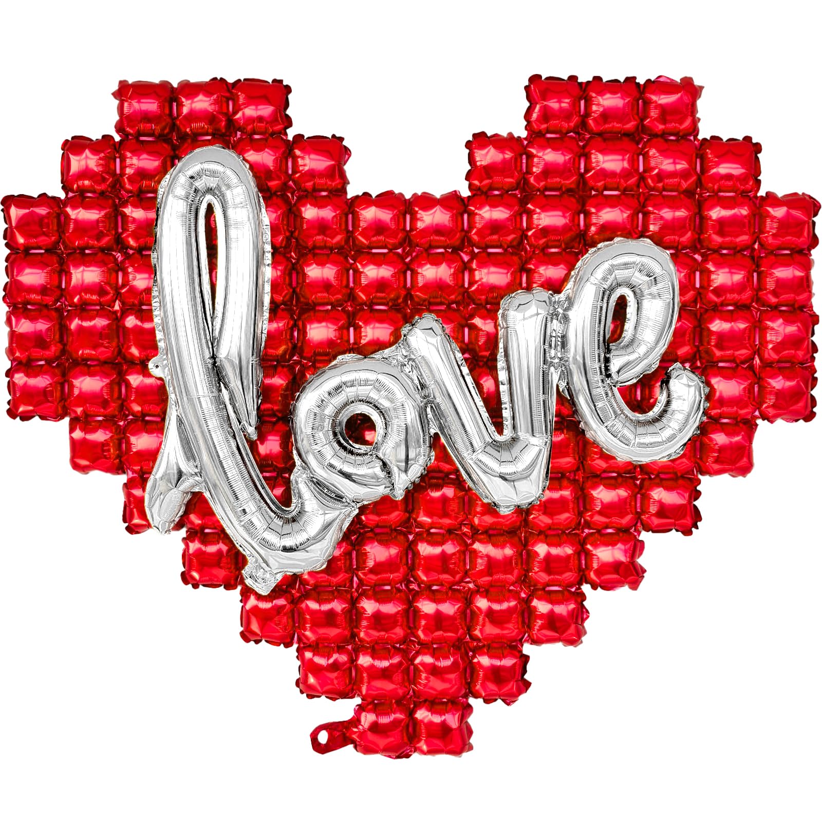 Adeyoo Love Balloons Decorations, 55 Inch Red Heart Balloons Silver Love Balloon Letters Large Foil Balloon for Bedroom Room Decor Wedding Anniversary