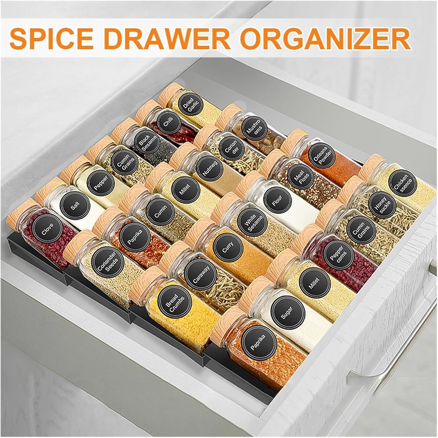 5/12Pcs Glass Spice Jars With Bamboo Lid Seasoning Containers Salt Pepper Shakers Organizer Kitchen Jar Set(12pcs)