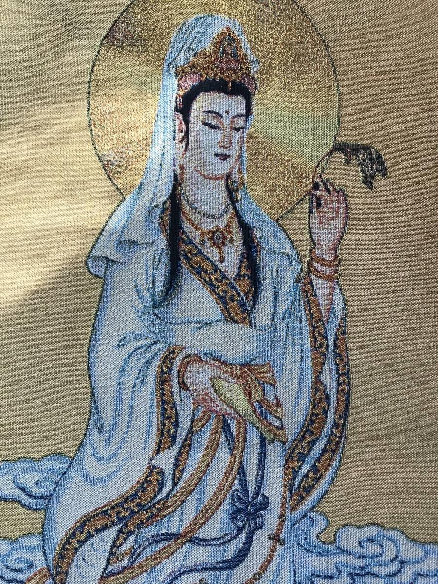 卍仏教美術 【聖観音菩薩 織物】 刺繍 60cm 検索；龍 四手観音 菩薩