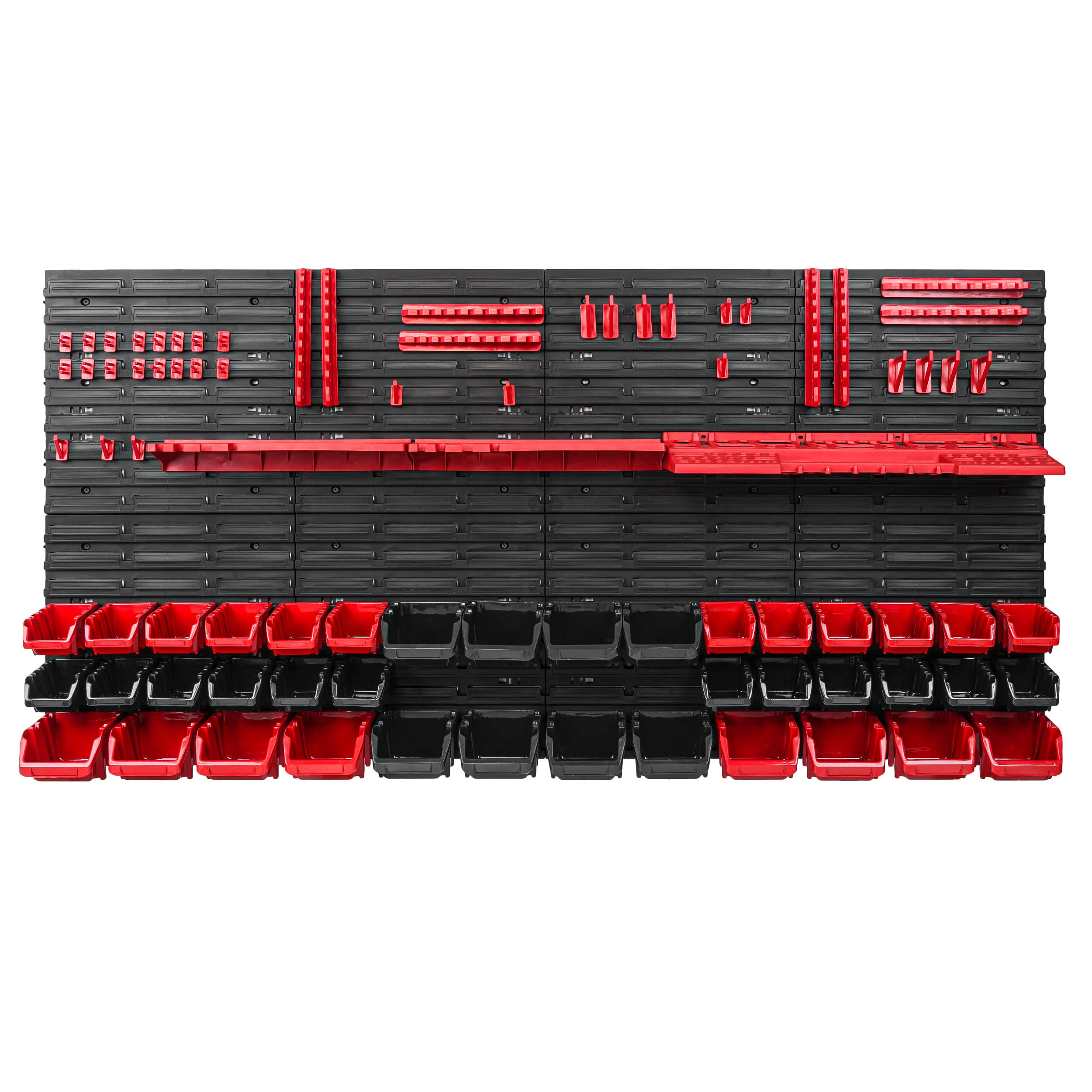 Sistema de almacenamiento para taller, 156 x 78 cm, 40 unidades, estantería de pared con soportes para herramientas y cajas apilables, placas de pared extrafuertes, estantería para herramientas