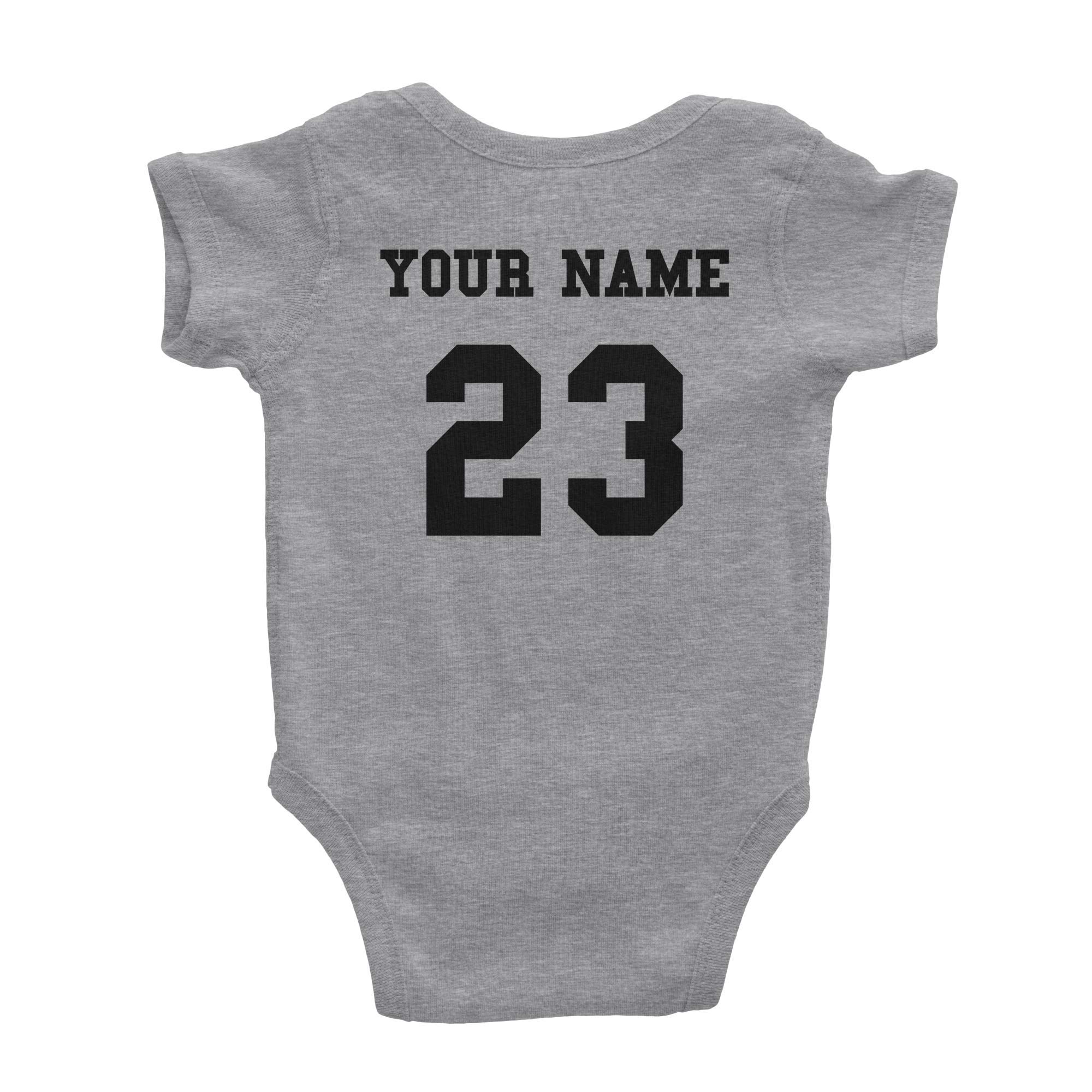 Basketball Custom One Piece Bodysuit for Baby – Personalized Name and Number (6 Months, Heather Grey)