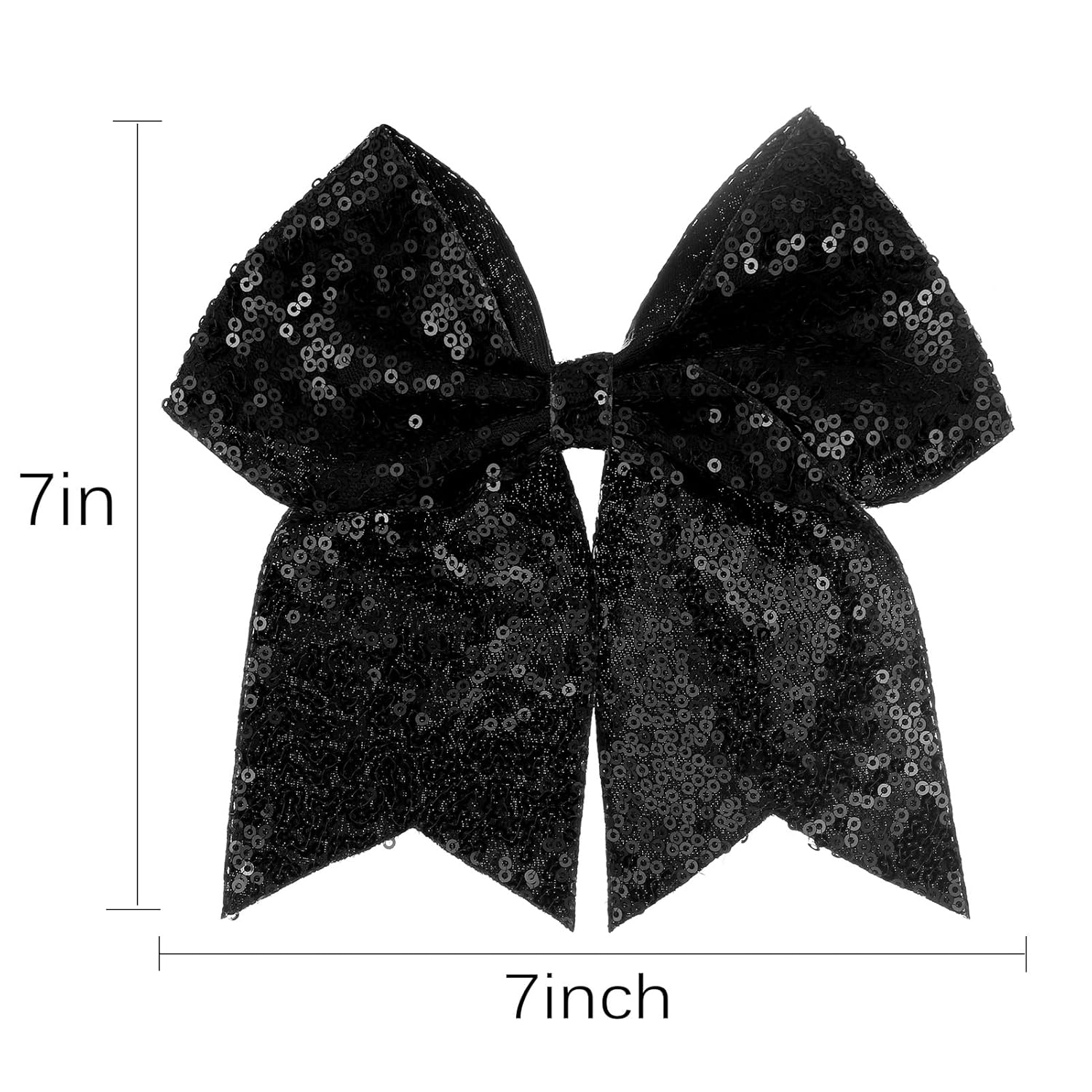 Large Glitter Cheer Bows Clips, Jumbo Big 7 Inch Cheerleading Sequin Hair Bow Hair Accessories for Teens Girls Football Sports Cheerleader Outfit Uniform (Black) - Image 6