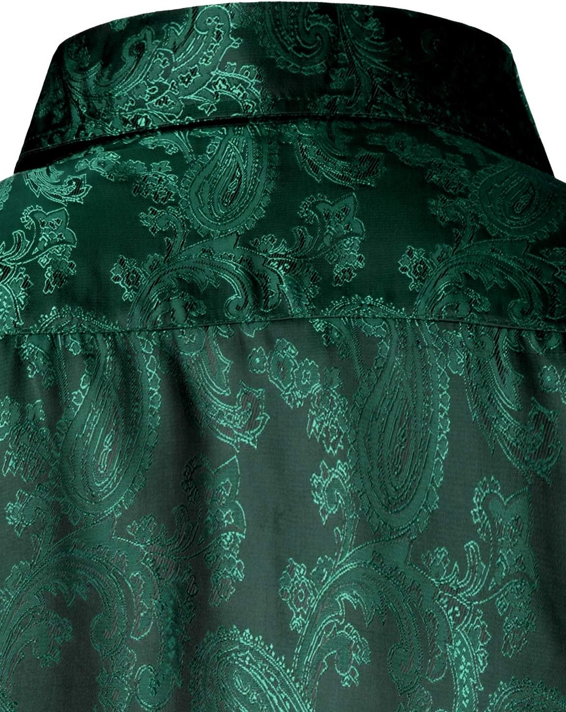 ZEROYAA Men's Paisley Jacquard Slim Fit Long Sleeve Button Up Dress Shirt for Party Prom - Image 5