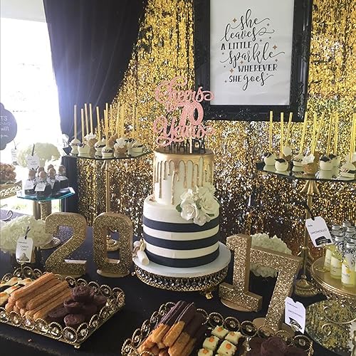 Miniatura 6 de 1 pieza de decoración para tartas con purpurina de 70 años con purpurina para pastel de 70 cumpleaños 70 Fabulosa decoración de pasteles para feliz