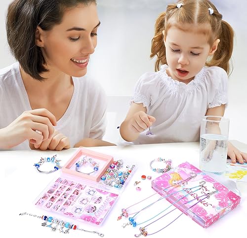Vista 28 de AIPRIDY Kit de fabricación de pulseras con dijes, juego de regalos de unicornio sirena que puede inspirar imaginación y creatividad, kit de 104