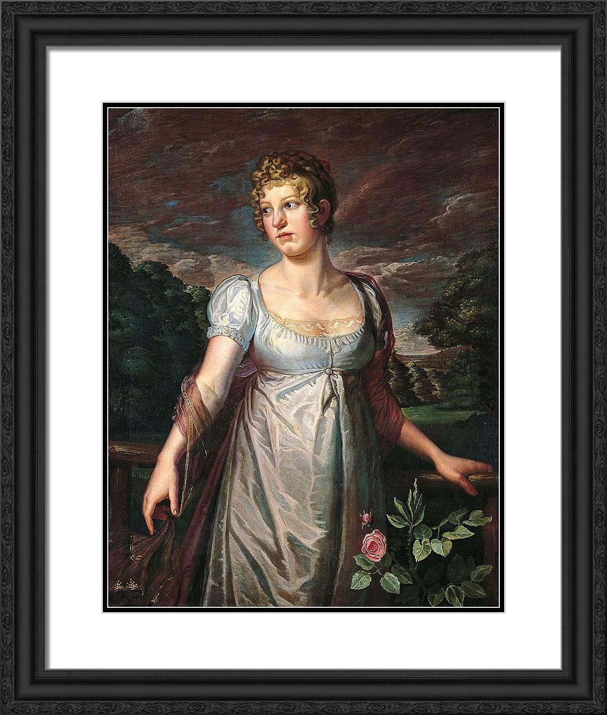 ArtDirect Runge, Philipp Otto 20x23 Black Ornate Framed Art Print with Double Matting Titled: Portrait of Wilhelmina Sophia Helwig