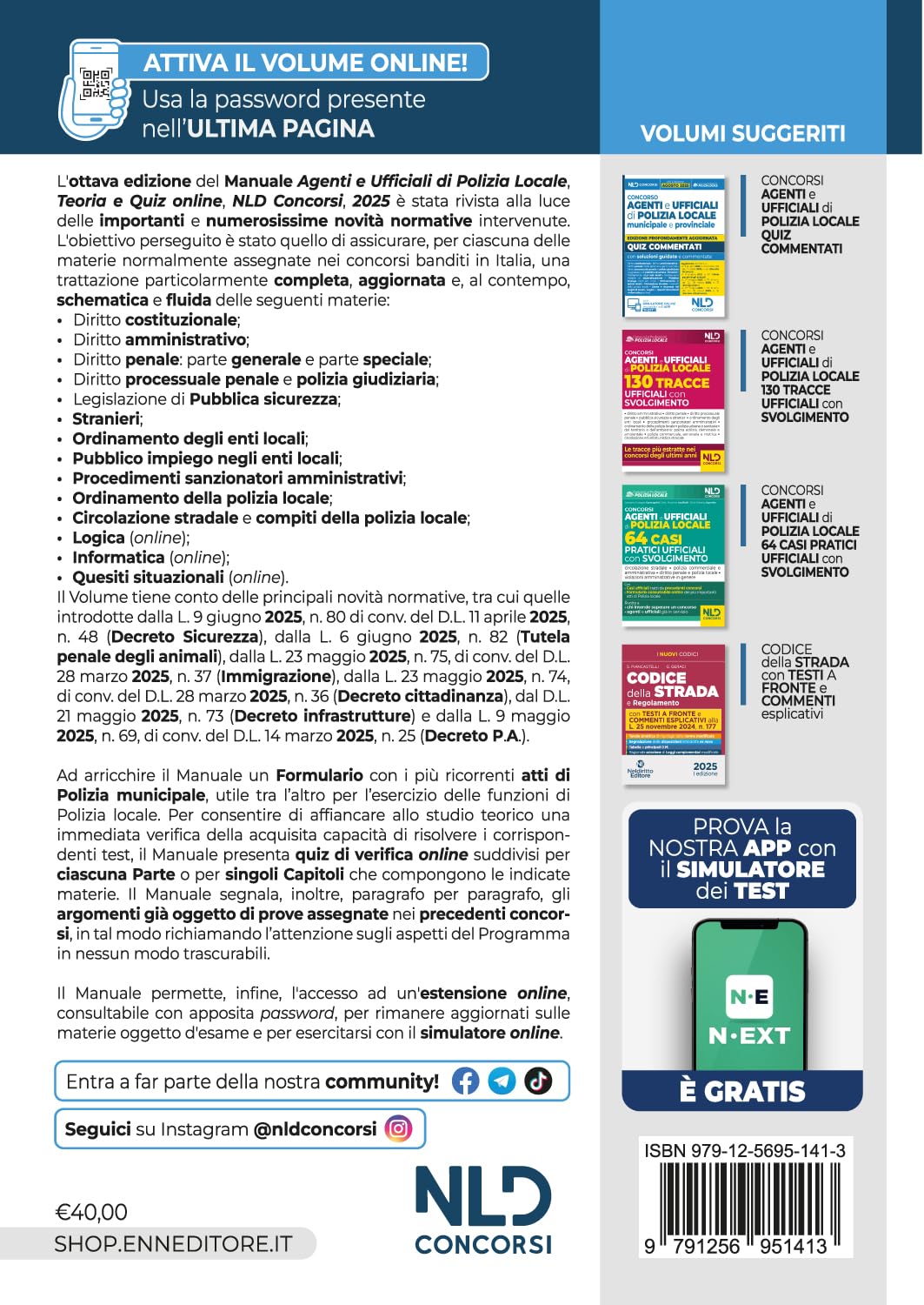 Concorso agenti e ufficiali di Polizia locale. Manuale con teoria e quiz VIII edizione 2025. Con omino segnatracce e formulario degli atti. Con espansione online