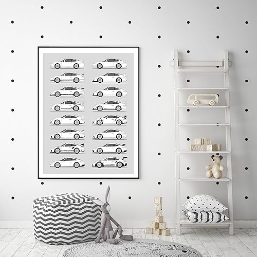 Miniatura 17 de Handmade Poster compatible with Porsche Print Wall Art Handmade Decor of the Best of Porsche Generations History Evolution (8x10" (Unframed) Satin
