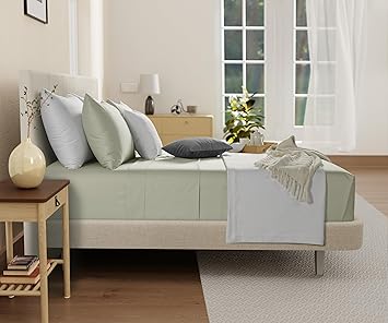CHATEAU HOME COLLECTION 100% Organic Cotton Sheets Twin Size, Soft & Comfy Breathable 300 Thread Count Deep Pocket Sheets for All Seasons, Machine Washable No Pill Thick Cotton Bed Sheet – Sage