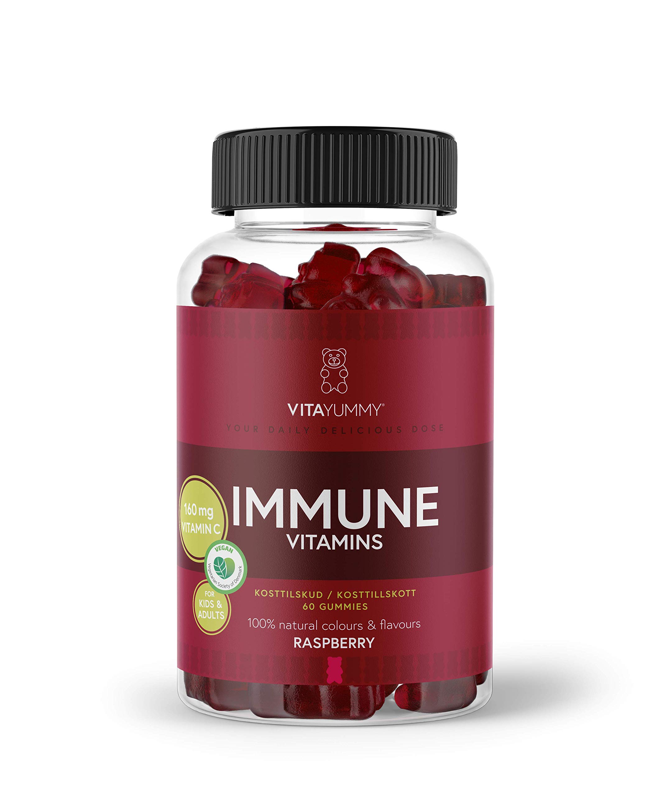 VITAYUMMY Immune System Vitamin Gummies with Berry Flavour | Vitamin C & Zinc | Vegan, Natural & Gelatin-Free for Kids & Adults | 60 Vitamin Gummies, 1 Month