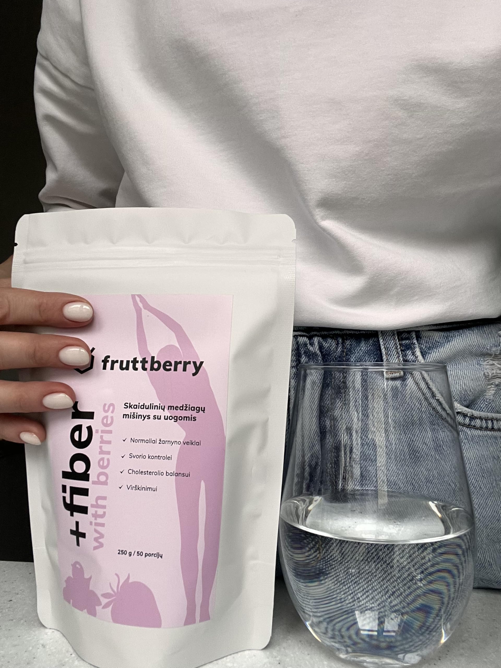 Ballaststoff-Mischung mit Beeren, Pulver – Flohsamenschalen, Agaveninulin & Glucomannan – Erdbeere & Schwarze Johannisbeere – 250 g (50 Portionen)