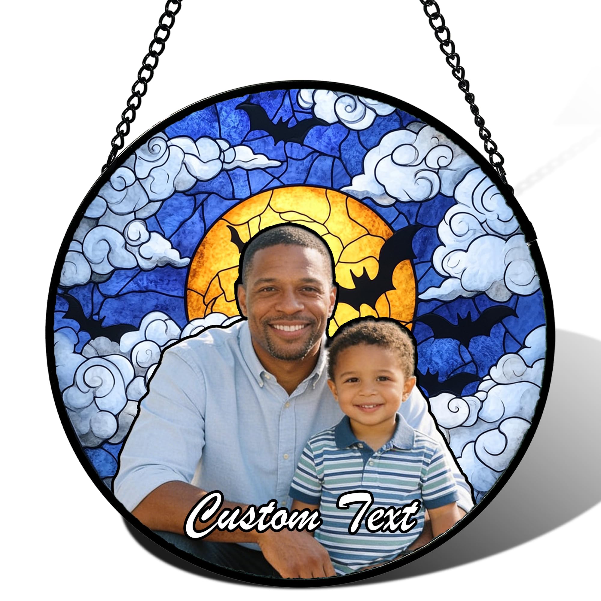 Personalized Family Image Faux Stained Glass Window Hanging Custom Family Picture Suncatchers Home Ornament Birthday Christmas Fathers Mothers