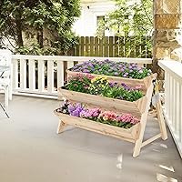 Vista 3 de Giantex Cama de jardín elevada, maceta vertical con estante de almacenamiento, maceta elevada de 3 niveles con ganchos laterales, cama de jardín