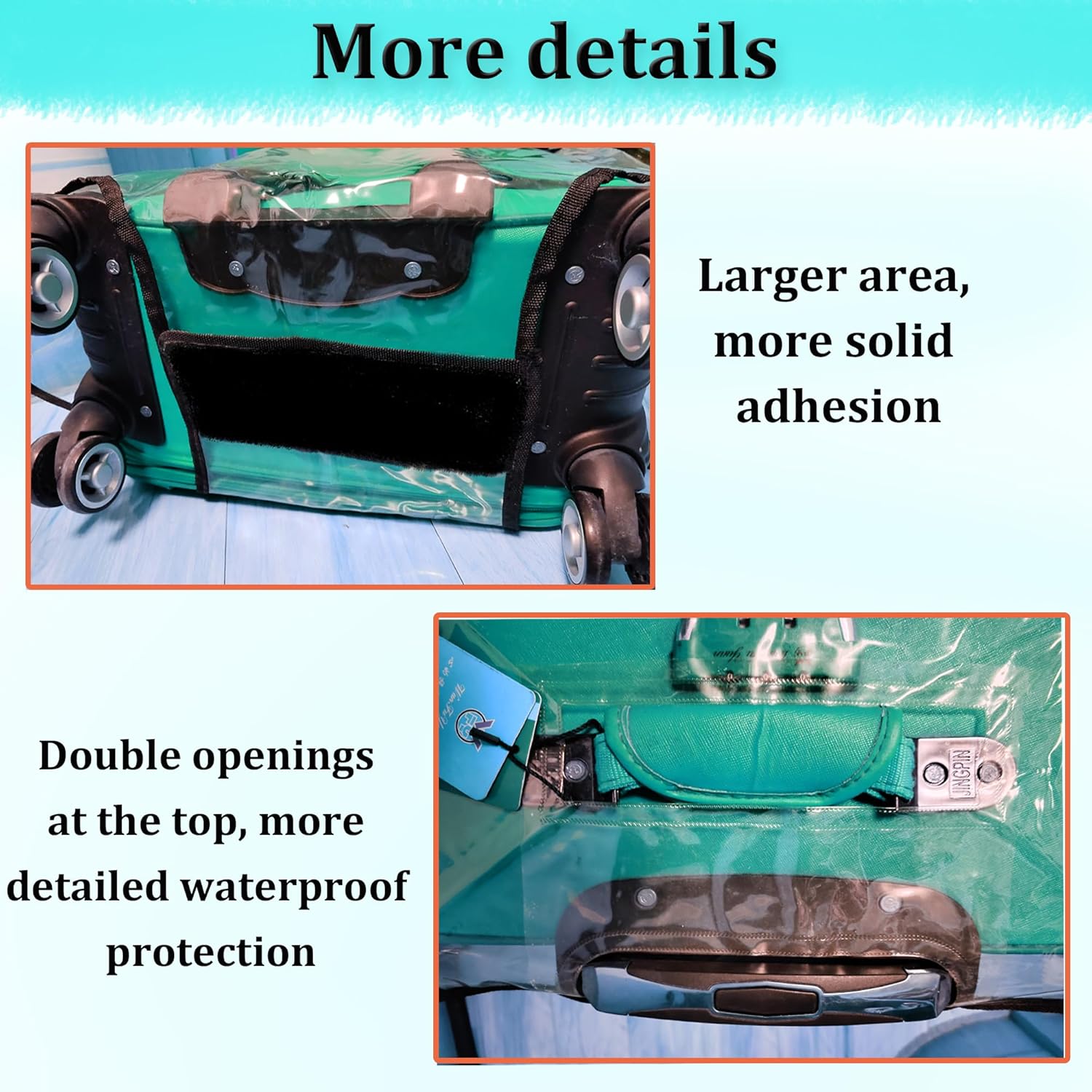 ZOUNI Clear PVC Luggage Cover, 20 24 28 30 Inch Waterproof Transparent Travel Suitcase Protector for Wheeled Luggage - Image 4