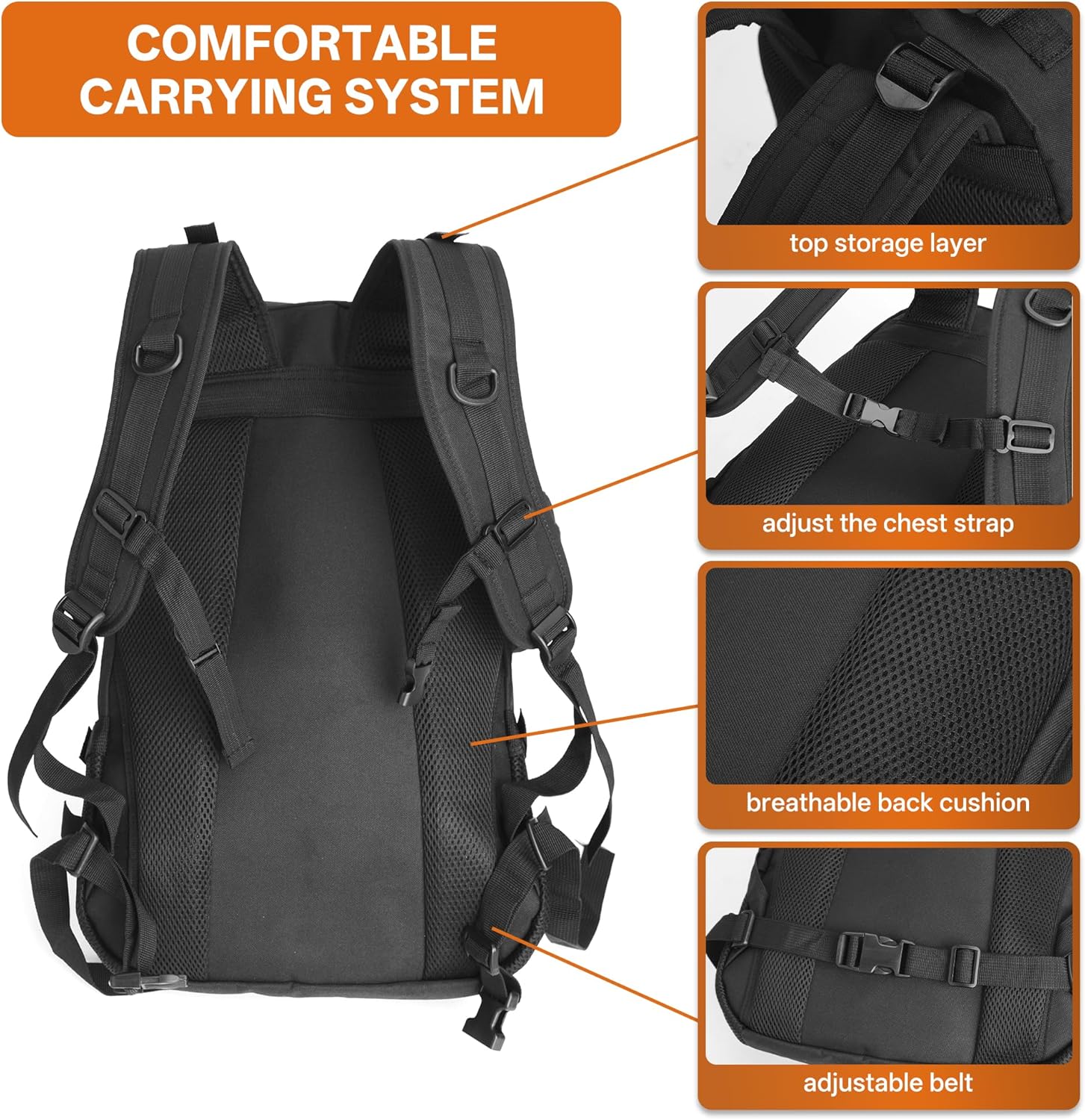 gracedon Military Tactical Backpack, Men's MOLLE 3 Day Assault Rucksack for Outdoor Hunting Camping - Image 4