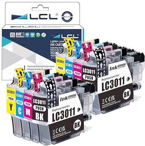 LCL Cartucho de tinta de repuesto compatible para Brother LC3011 LC-3011 LC3011BK LC30113PKS LC-3011BK LC3011C LC3011M LC3011Y MFC-J491DW MFC-J497DW