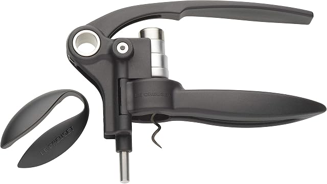 Le Creuset Lever Corkscrew and Foil Cutter Wine Accessory Gift Set, For All Cork Types, LM-250, Black Onyx, 59058011000410