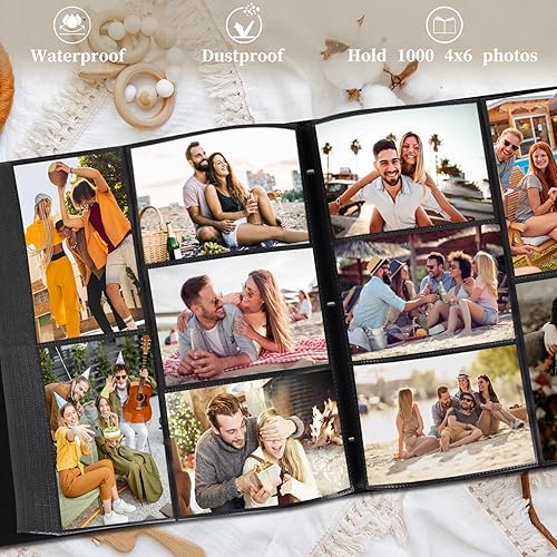 Miniatura 3 de Artmag - Álbum de fotos de tela, 4 x 6, gran capacidad para bodas, aniversario y familia, álbum de lino con capacidad para 1000 fotos horizontales y