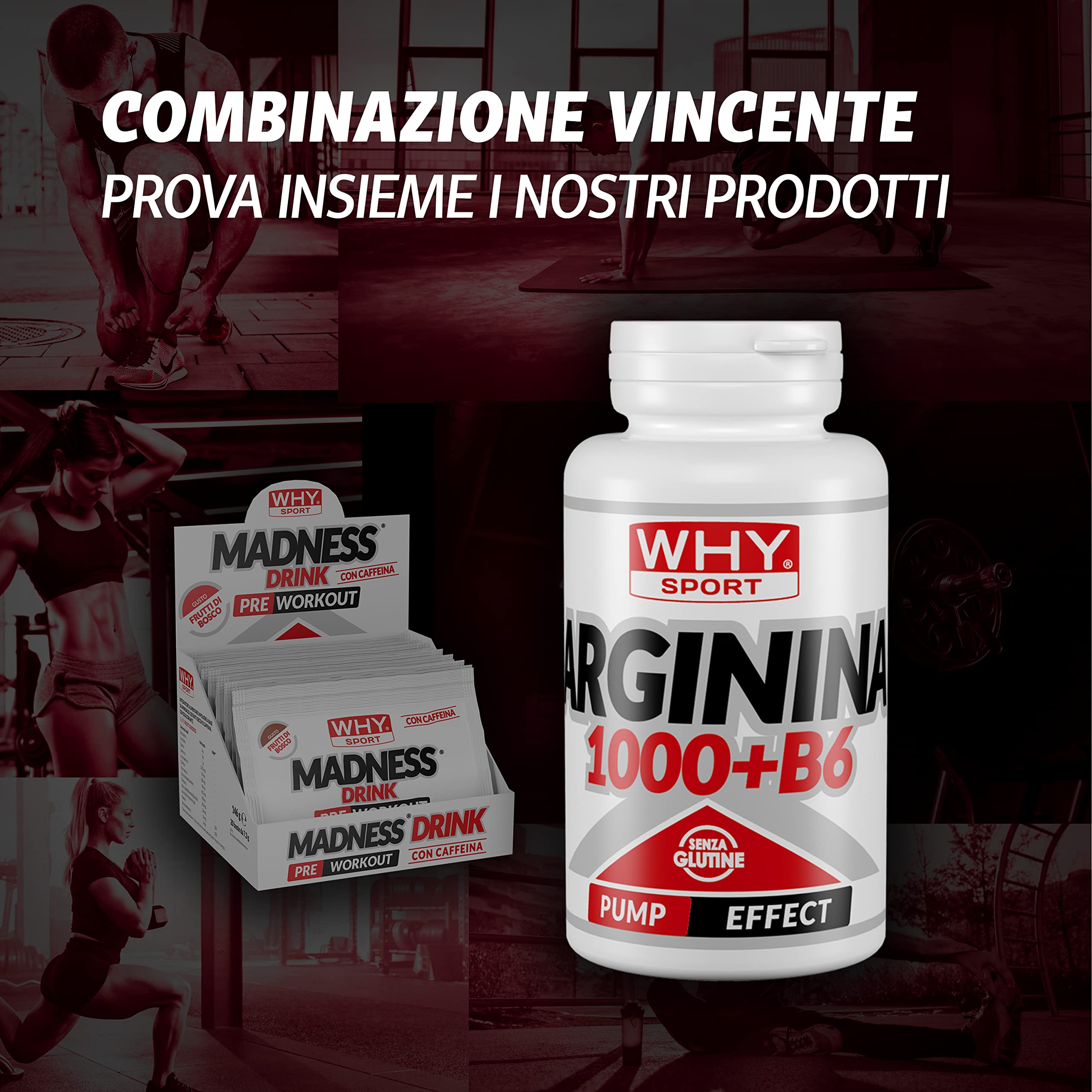 WHY SPORT MADNESS DRINK - Pre Workout - Integratore Alimentare a Base di Aminoacidi e Caffeina - 20 Bustine da 7,3 gr