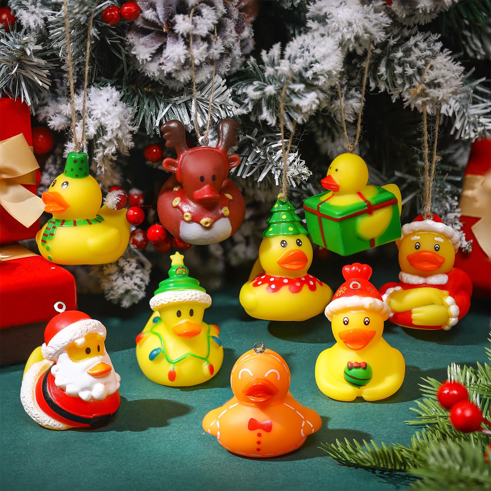 Amazon.co.jp: Syhood 12個 クリスマス ラバーアヒル クリスマス 吊り