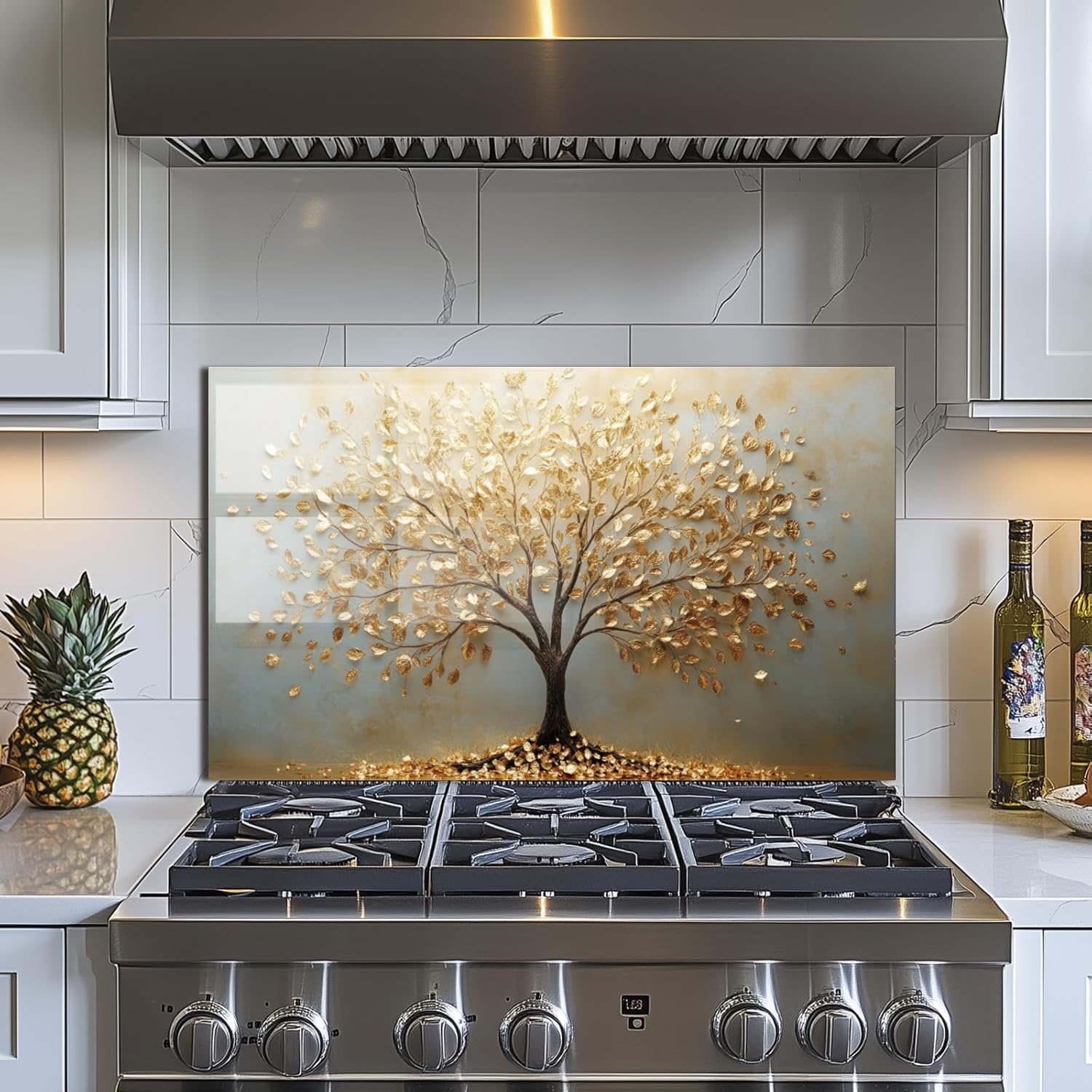 Tempered Glass Backsplash for Kitchen, Tree of Life Stove Splashback, Glass Backsplash, Used for Kitchen Wall Protection and Decoration, Easy to Install and Clean. (30x18'') 30"L x 18"W