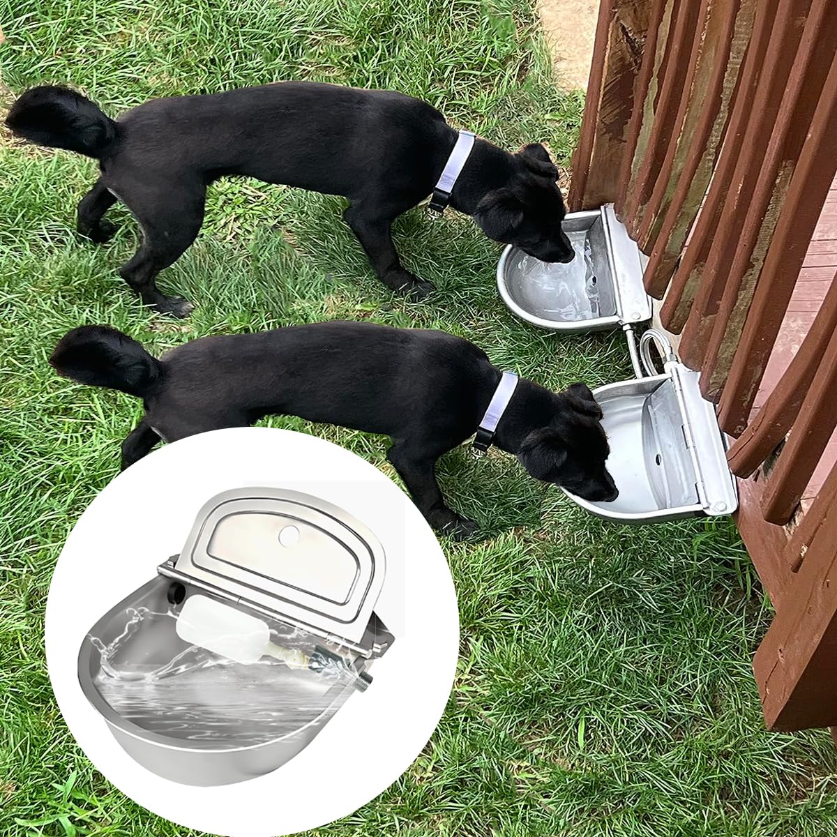 Distributore automatico di acqua per cani Dispenser di grande capacità per cani in acciaio inox Outdoor Pet Waterer Feeder, mangiatoia esterna per pollame, capre, piccoli bestiame