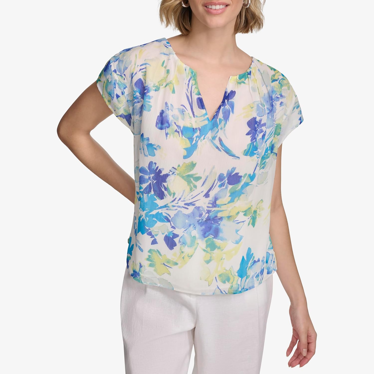 Calvin Klein Womens Short Sleeve Printed Top - Image 2