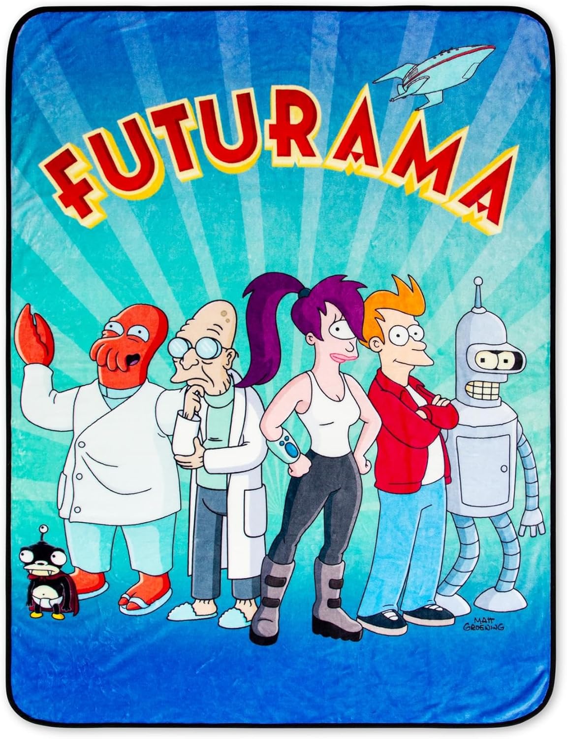 Futurama Planet Express Crew Fleece Throw Blanket | Soft Polyester Cover for Sofa, Bed | 45 x 60 Inches