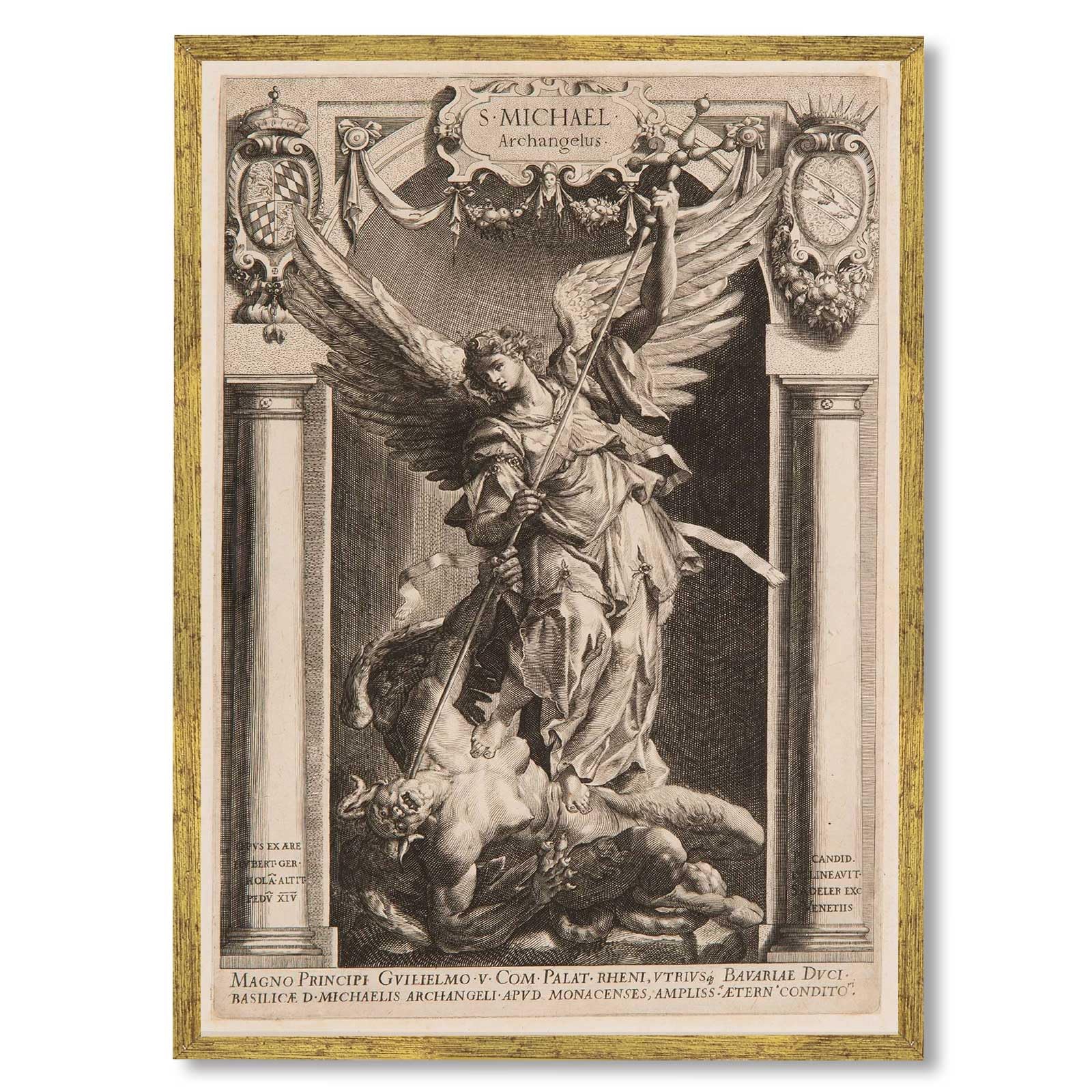 Saint Michael Archangel Poster Framed Canvas Print Oil Paintings Reproduction World Classics Vintage Gothic Wall Art Pictures Wall Decor for Living Room Bedroom Office Apartment (Framed,12W X16L)